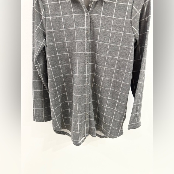 Soft Surroundings Button Front Windowpane Tunic Gray Size XS - Picture 2 of 5